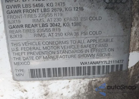 2020 Audi Q5 Premium 45 Tfsi Quattro S Tronic z USA, uszkodzony, nr VIN WA1ANAFY7L2111477